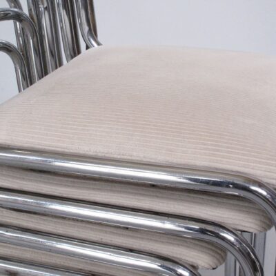 chromed-metal-frame-dining-chairs-white-fabric