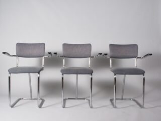 Set of 3 tubular chairs - 1970s